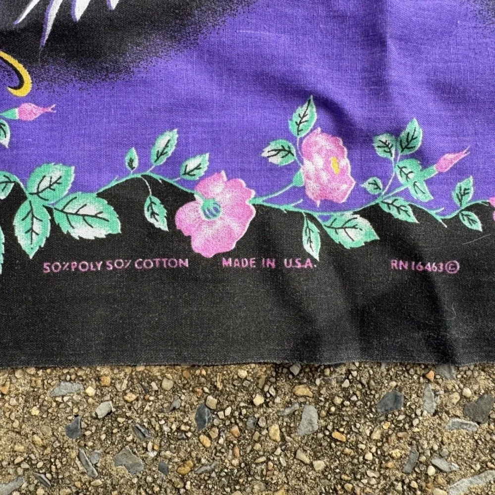 Vintage Harley Davidson Pegasus Bandana Purple Black Rose Made in USA RN16463